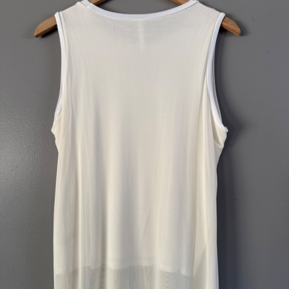 Tresics Sheer Ivory Long Lace Overlay Top LARGE - Picture 7 of 8